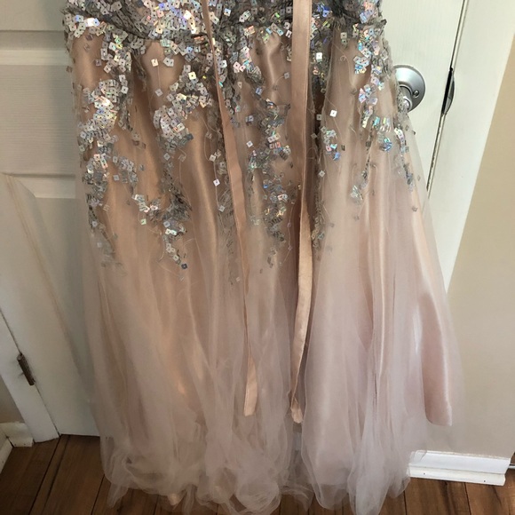 Beige with silver sequins Gown - Picture 4 of 6